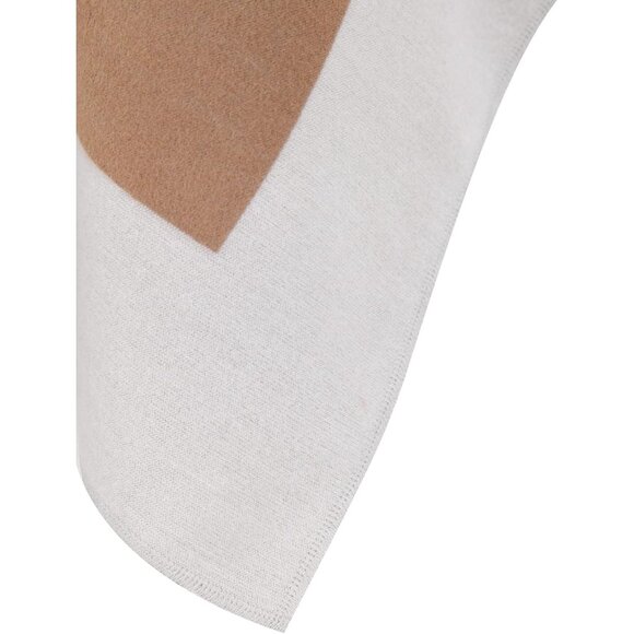 Women Shawl Wrap Poncho Cape Open Front Cardigan Fall Winter Camel Off White - Picture 6 of 6